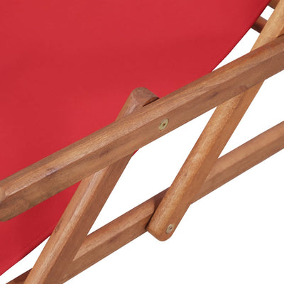 Dealsmate  Folding Beach Chair Fabric and Wooden Frame Red