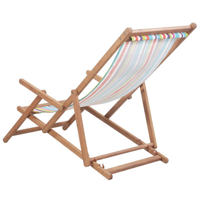 Dealsmate  Folding Beach Chair Fabric and Wooden Frame Multicolour