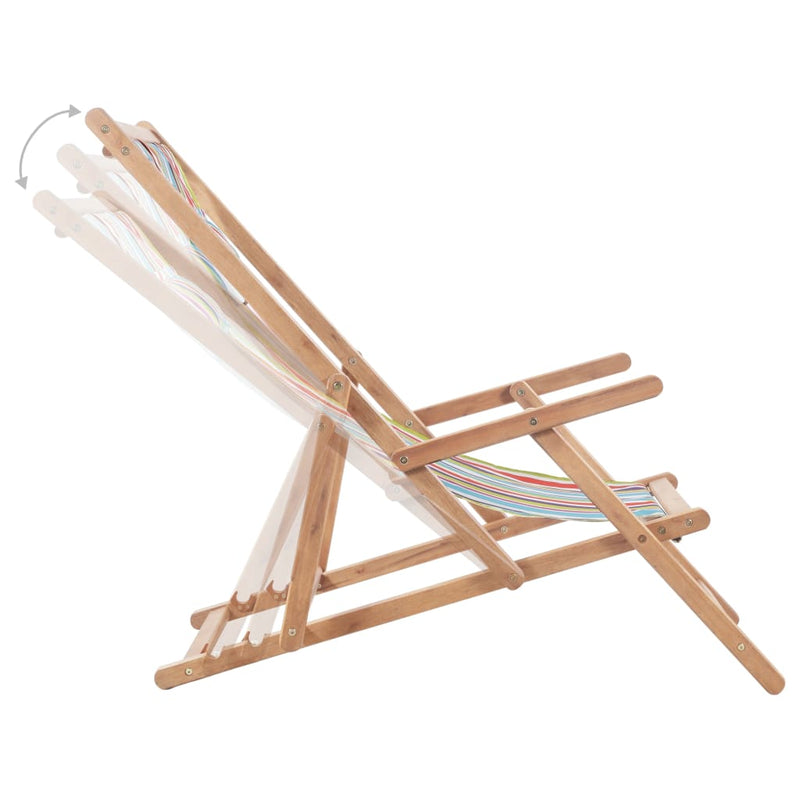 Dealsmate  Folding Beach Chair Fabric and Wooden Frame Multicolour
