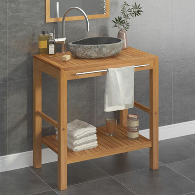 Dealsmate  Bathroom Vanity Cabinet Solid Teak with Riverstone Sink
