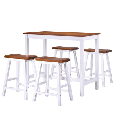 Dealsmate  Bar Table and Stool Set 5 Pieces Solid Wood