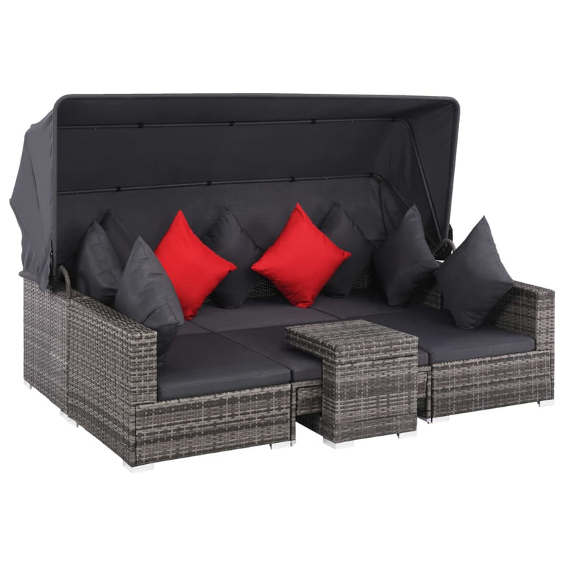Dealsmate  7 Piece Garden Lounge Set with Cushions Poly Rattan Grey