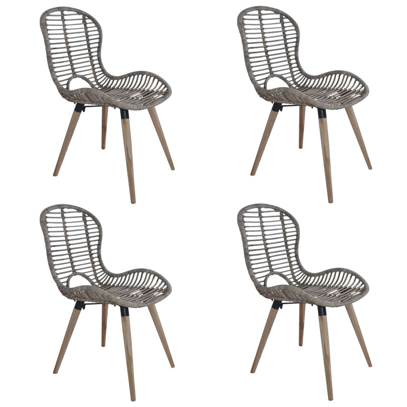 Dealsmate  Dining Chairs 4 pcs Brown Natural Rattan