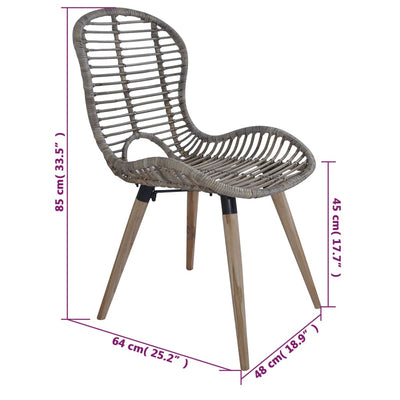 Dealsmate  Dining Chairs 4 pcs Brown Natural Rattan