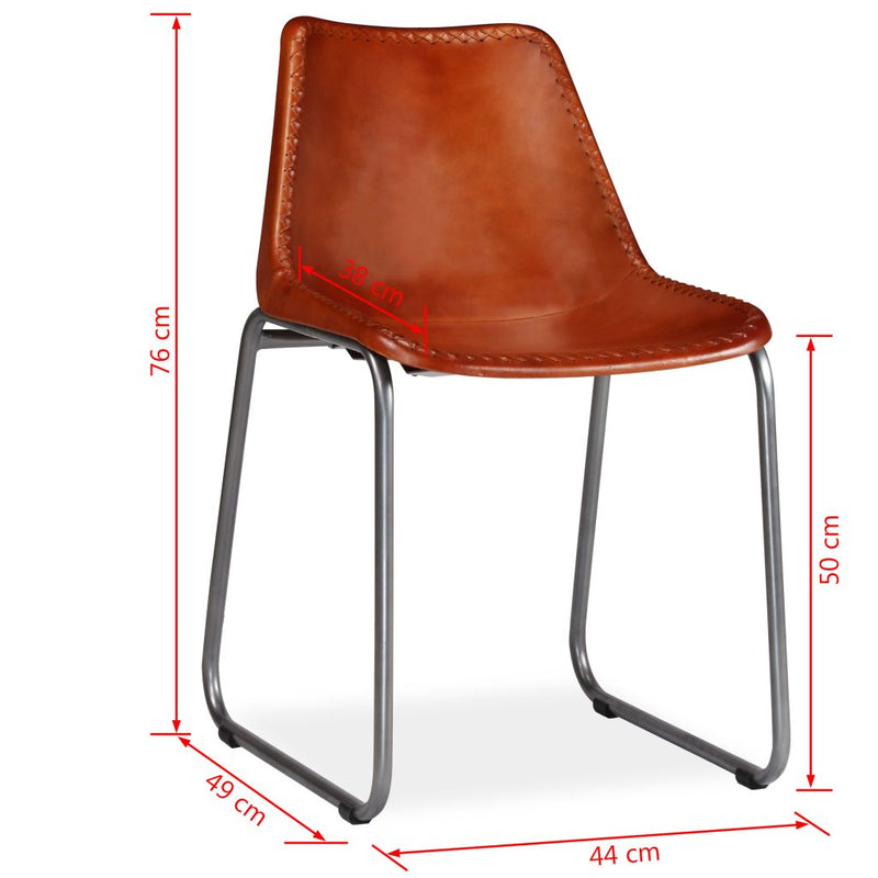 Dealsmate  Dining Chairs 6 pcs Brown Real Leather