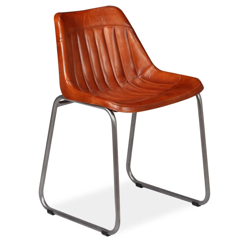 Dealsmate  Dining Chairs 6 pcs Brown Real Leather