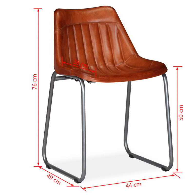 Dealsmate  Dining Chairs 6 pcs Brown Real Leather