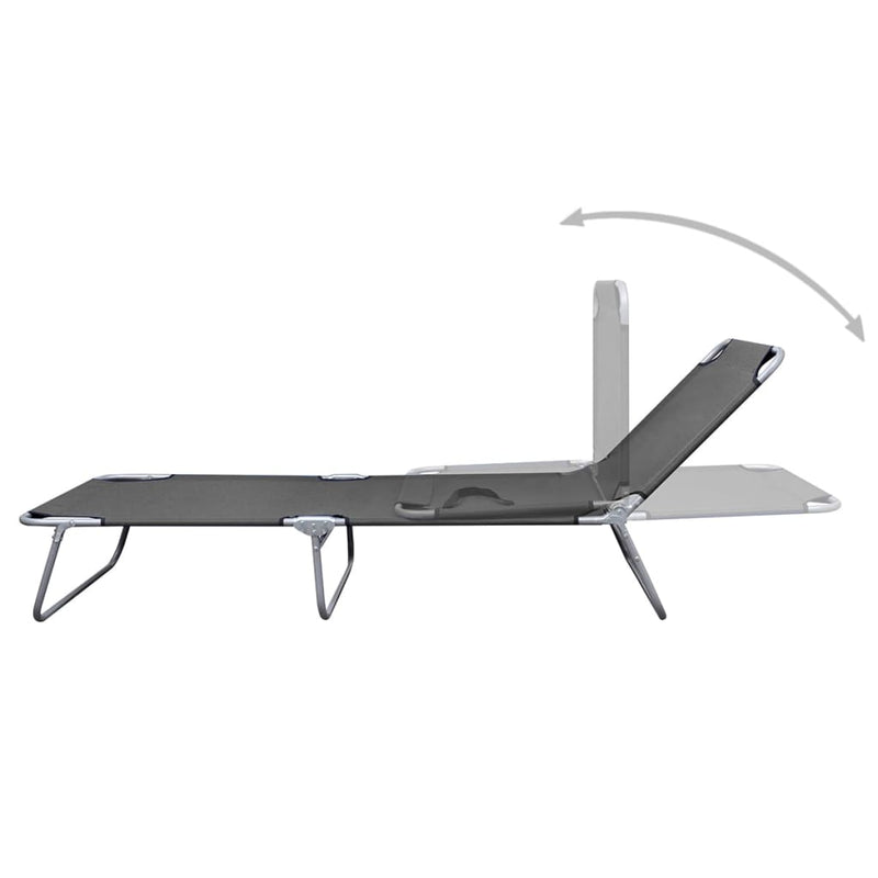 Dealsmate  Foldable Sunlounger with Adjustable Backrest Grey