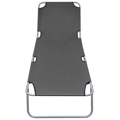 Dealsmate  Foldable Sunlounger with Adjustable Backrest Grey