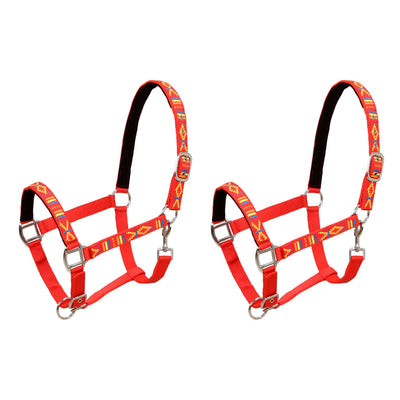 Dealsmate  Head Collars 2 pcs for Horse Nylon Size Pony Red