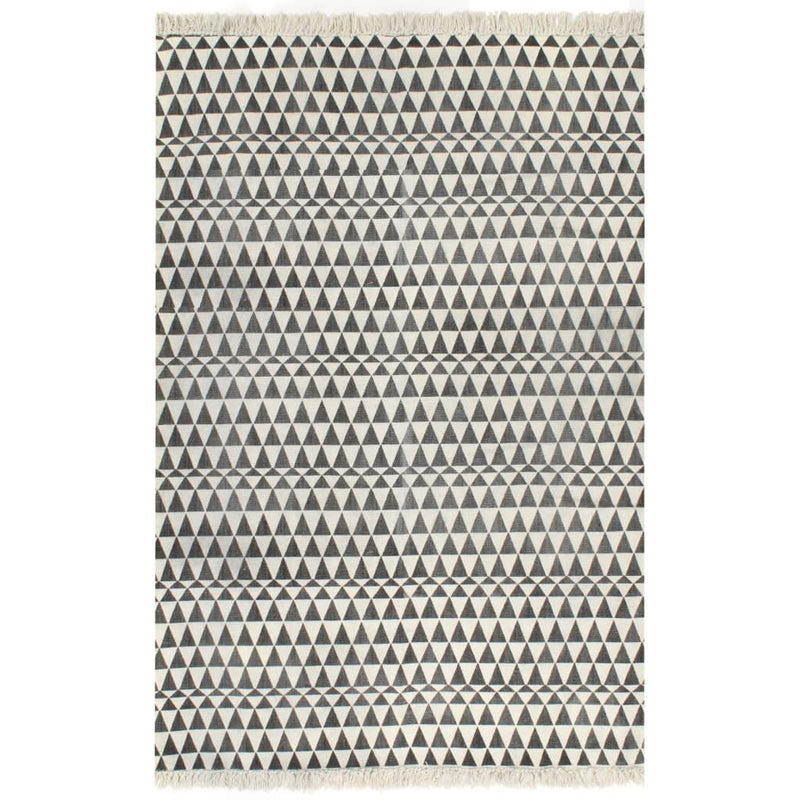 Dealsmate  Kilim Rug Cotton 120x180 cm with Pattern Black/White