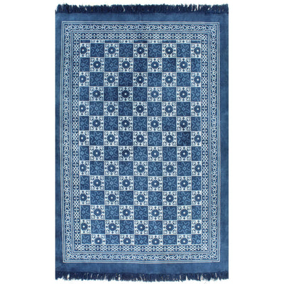Dealsmate  Kilim Rug Cotton 160x230 cm with Pattern Blue