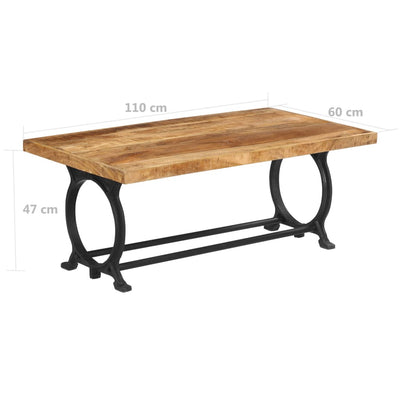 Dealsmate  Coffee Table Solid Mango Wood and Cast Iron 110x60x47 cm