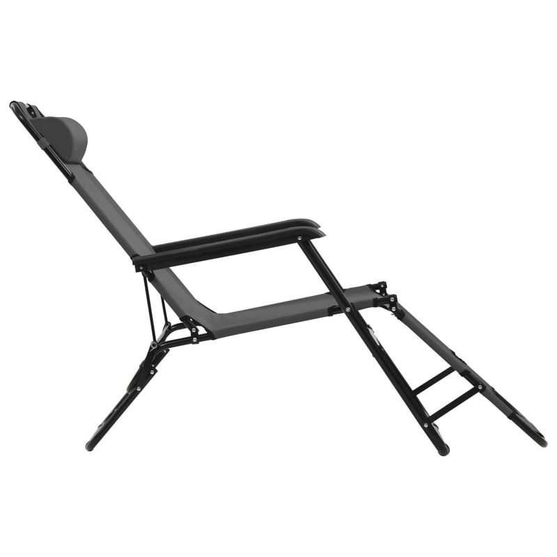 Dealsmate  Folding Sun Loungers 2 pcs with Footrests Steel Grey