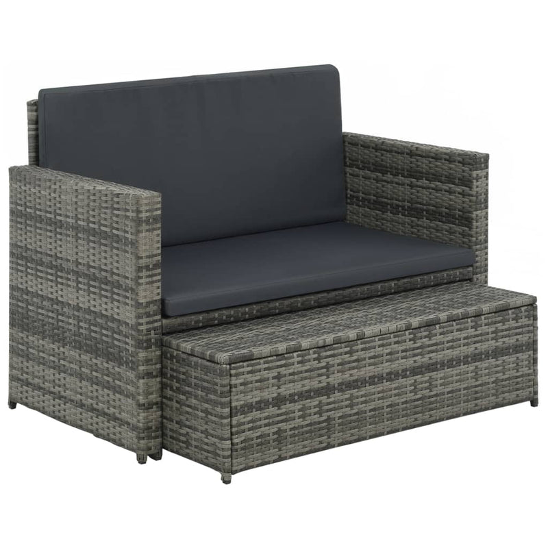 Dealsmate  2 Piece Garden Lounge Set with Cushions Poly Rattan Grey