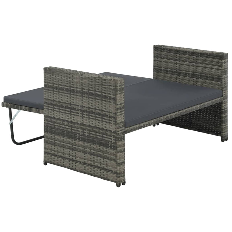 Dealsmate  2 Piece Garden Lounge Set with Cushions Poly Rattan Grey