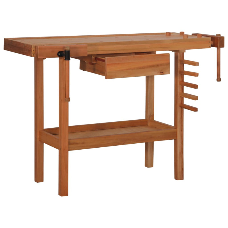 Dealsmate  Carpentry Work Bench with Drawer 2 Vises Hardwood