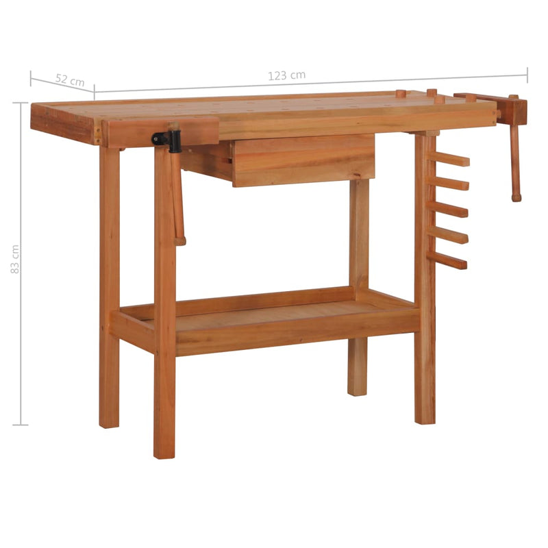Dealsmate  Carpentry Work Bench with Drawer 2 Vises Hardwood