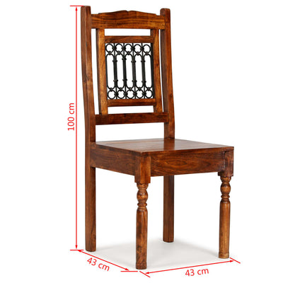 Dealsmate  Dining Chairs 4 pcs Solid Wood with Sheesham Finish Classic