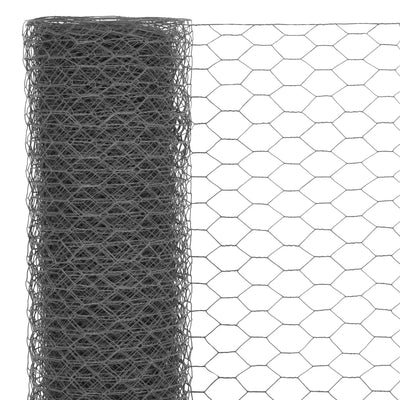 Dealsmate  Chicken Wire Fence Steel with PVC Coating 25x1 m Grey