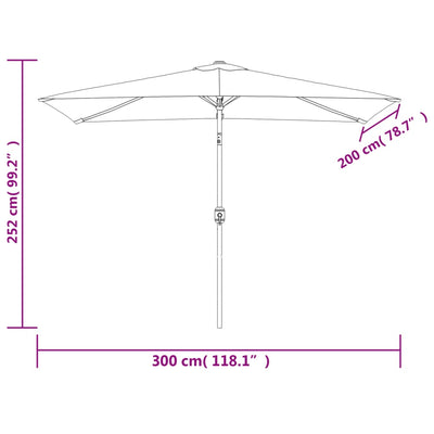 Dealsmate  Outdoor Parasol with Metal Pole 300x200 cm Taupe