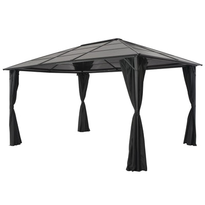 Dealsmate  Gazebo with Curtain Aluminium 4x3x2.6 m Black