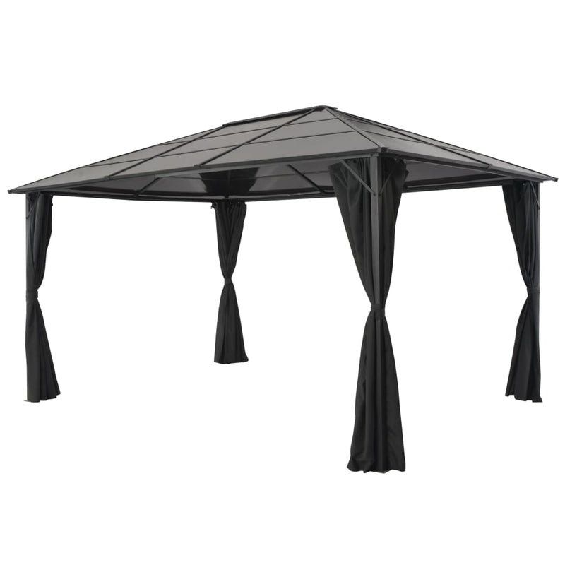 Dealsmate  Gazebo with Curtain Aluminium 4x3x2.6 m Black