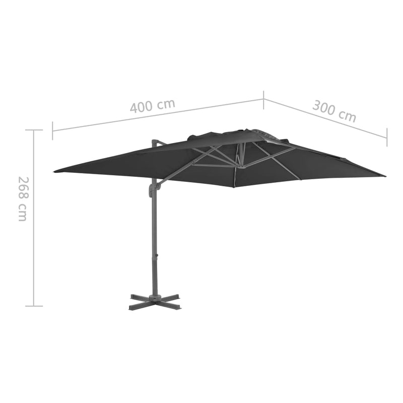 Dealsmate  Cantilever Umbrella with Aluminium Pole 400x300 cm Anthracite