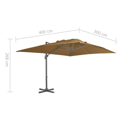 Dealsmate  Cantilever Umbrella with Aluminium Pole 400x300 cm Taupe