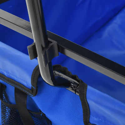 Dealsmate  Folding Hand Trolley with Canopy Steel Blue