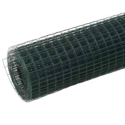 Dealsmate  Chicken Wire Fence Steel with PVC Coating 25x0.5 m Green