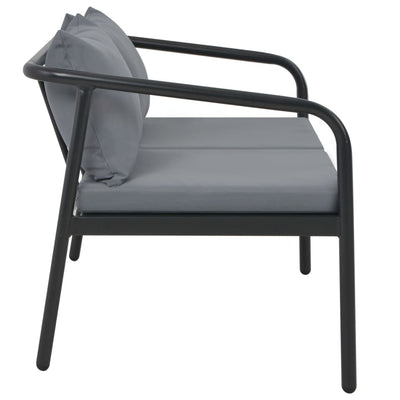 Dealsmate  2 Seater Garden Bench with Cushions Grey Aluminium