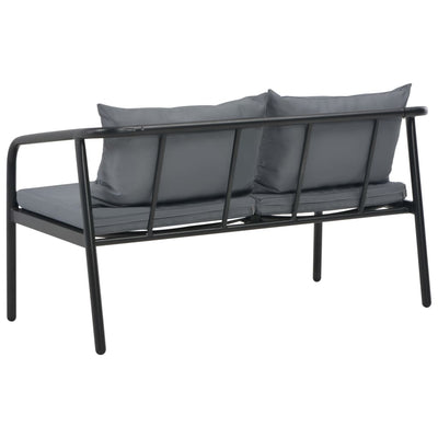 Dealsmate  2 Seater Garden Bench with Cushions Grey Aluminium