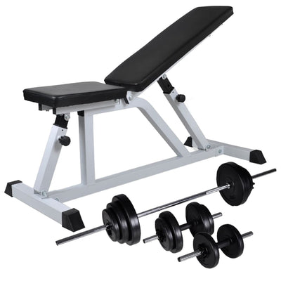 Dealsmate  Workout Bench with Barbell and Dumbbell Set 30.5 kg