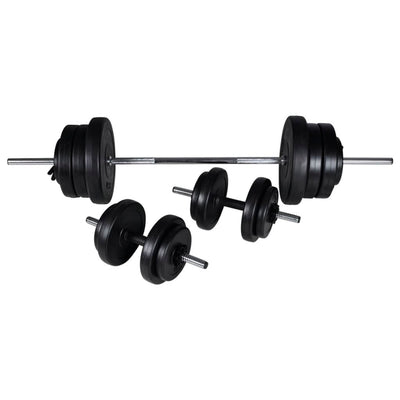 Dealsmate  Wall-mounted Power Tower with Barbell and Dumbbell Set 60.5 kg