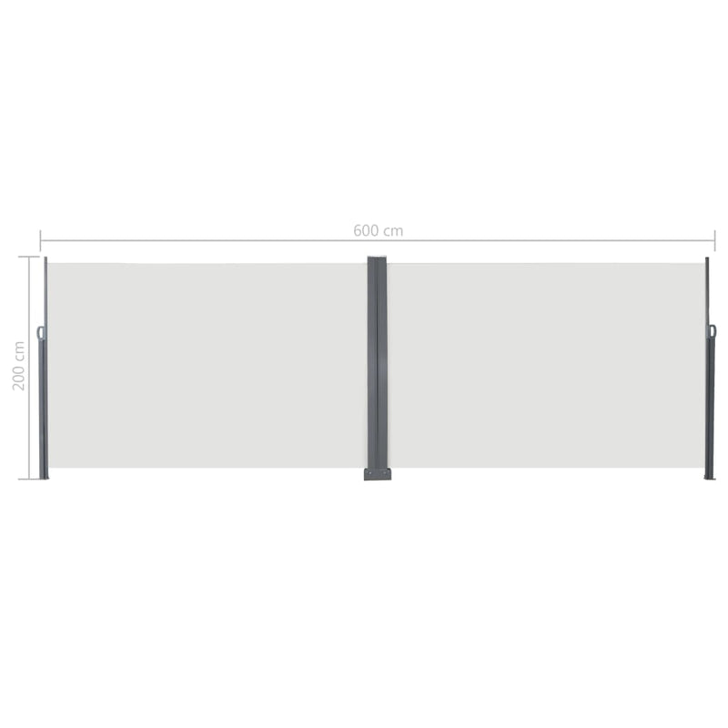 Dealsmate  Retractable Side Awning 200x600 cm Cream