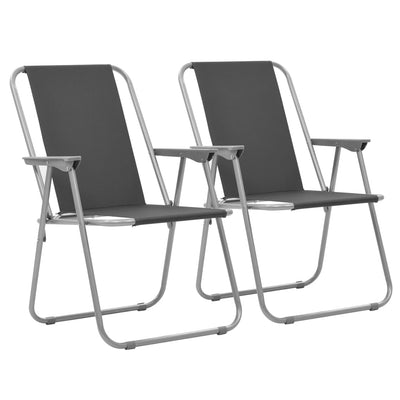 Dealsmate  Folding Camping Chairs 2 pcs 52x59x80 cm Grey