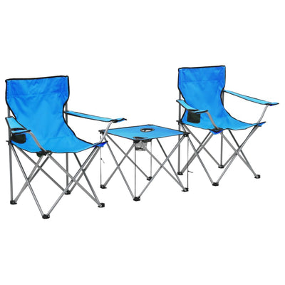Dealsmate  Camping Table and Chair Set 3 Pieces Blue