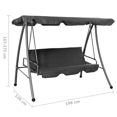 Dealsmate  Outdoor Swing Bench with Canopy Anthracite 192x118x175 cm Steel