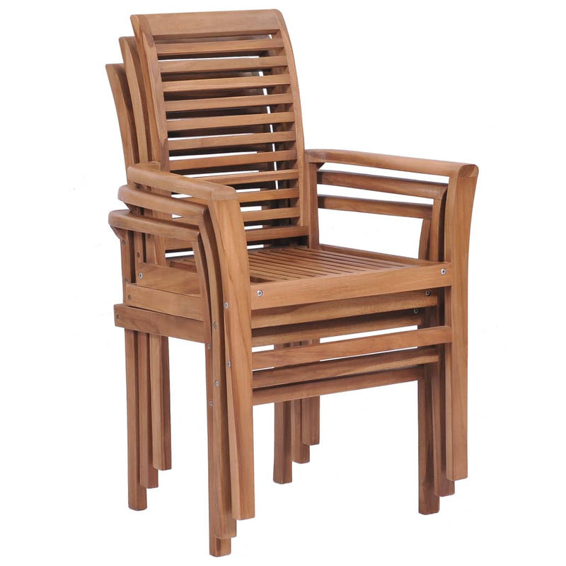 Dealsmate  Stacking Dining Chairs 4 pcs Solid Teak