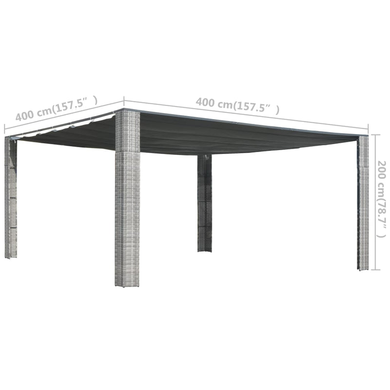 Dealsmate  Gazebo with Sliding Roof Poly Rattan 400x400x200 cm Grey and Anthracite