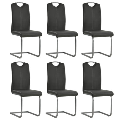 Dealsmate  Cantilever Dining Chairs 6 pcs Grey Faux Leather