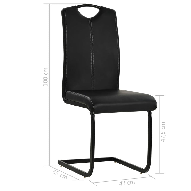 Dealsmate  Cantilever Dining Chairs 6 pcs Black Faux Leather