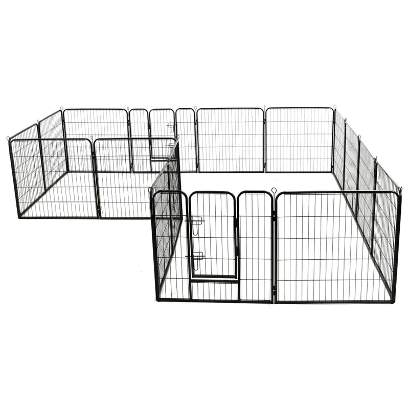 Dealsmate  Dog Playpen 16 Panels Steel 80x80 cm Black
