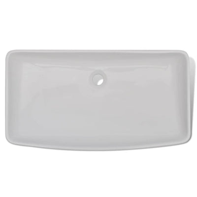 Dealsmate  Bathroom Basin with Mixer Tap Ceramic Rectangular White