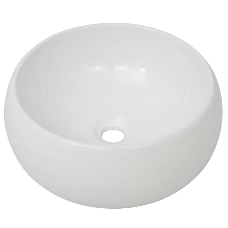 Dealsmate  Bathroom Basin with Mixer Tap Ceramic Round White