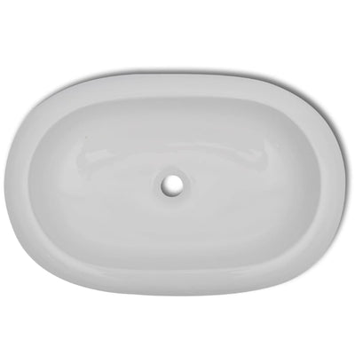 Dealsmate  Bathroom Basin with Mixer Tap Ceramic Oval White