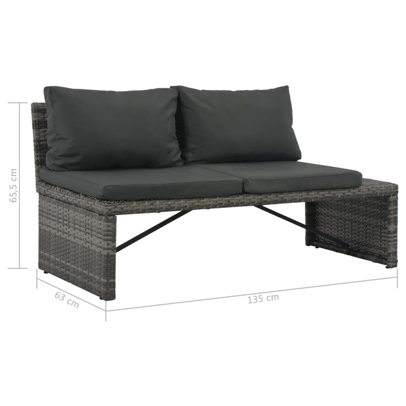 Dealsmate  3 Piece Garden Lounge Set with Cushions Poly Rattan Grey
