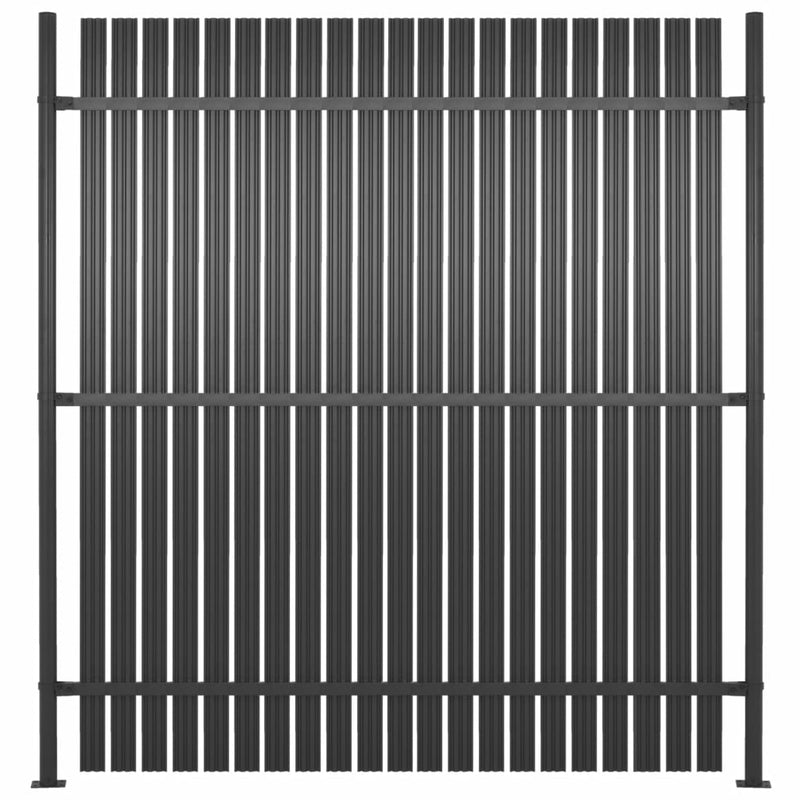 Dealsmate  Fence Panel with 2 Posts Aluminium 180x180 cm Anthracite