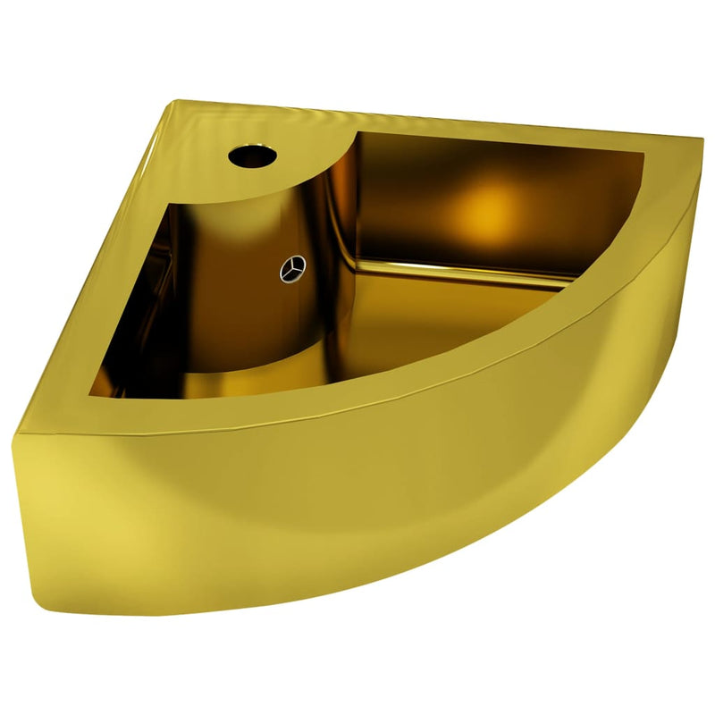 Dealsmate  Wash Basin with Overflow 45x32x12.5 cm Ceramic Gold